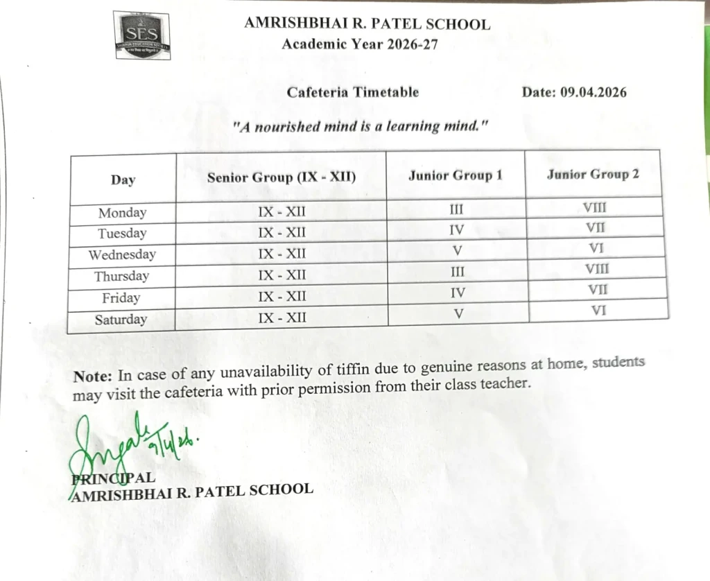 Cafeteria Timetable